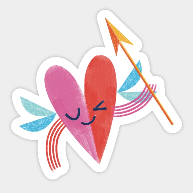 Heart Cupid Sticker by Kath Waxman Illustration